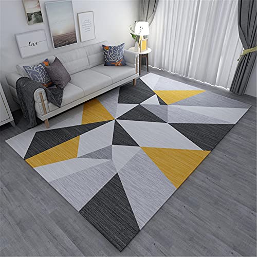 KIKCY - Alfombra nórdica grande y moderna con impresión 3D, diseño geométrico triangular gris, negro, amarillo, utilizado para cocina, dormitorio, alfombra personalizada (80 x 160 cm)