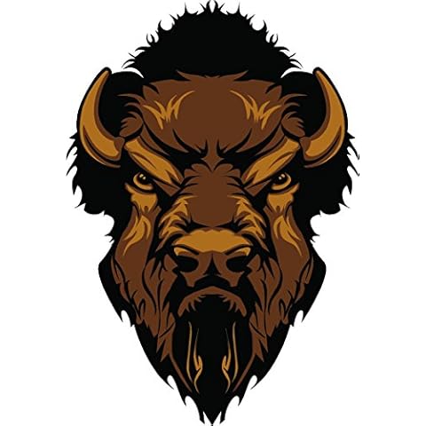 Mascot Angry Bison Head Front 4x5.8 Sticker Decal die Cut Vinyl - Made and Shipped in USA Cover