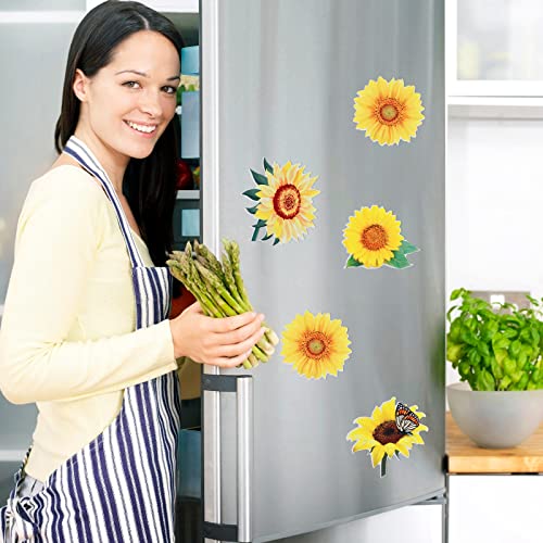 12 imanes decorativos de girasol para nevera miniatura 5