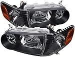 Carpartsinnovate For 01-02 Corolla CE LE S JDM Black Headlights Corner Lights Turning Signal Lamps
