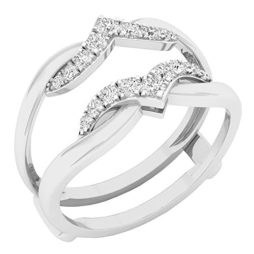 Dazzlingrock Collection 0.30 Cttw Round White Diamond Chevron Enhancer Guard Wedding Ring for Her in 10K Solid Gold
