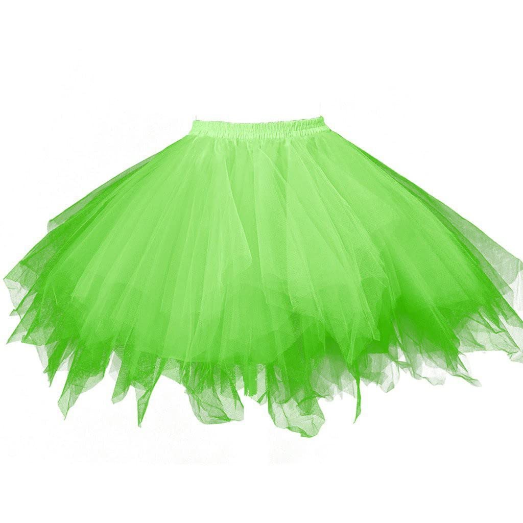 KampfWomen's Knee Elastic Bubble A Line Short Knee Length Tutu Tulle Prom Party Skirt Dance Skirts Length Sheer Skirt