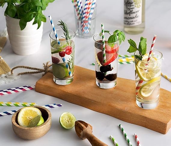 Image of GL Creation Premium Biodegradable Rainbow Paper Straws Eco-Friendly Assorted Colorful - Party Decoration Supplies Mad in India. (6 MM, 300)
