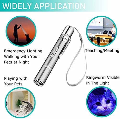 Red Laser Pointer Cat Toys, 3 Multi-Mode Interactive Cat Toys for Indoor Cat and Dog, Multi-Pattern for Pet Toys Chase Play, USB Rechargeable