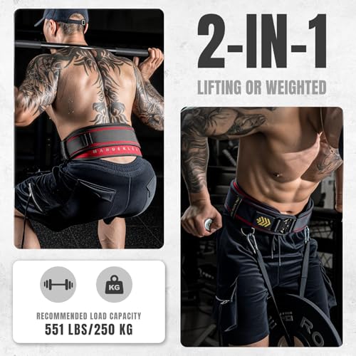 Image of MANUEKLEAR Quick Locking Weighted Belt, Double-Layer Dip Belt for Weight Lifting, Weighted Pull Up Belt for Powerlifting Squat
