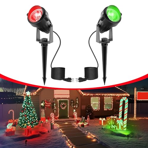 Image of L LOHAS LED Red Green Christmas Outdoor Spotlight 5W Landscape Light 2 Pack