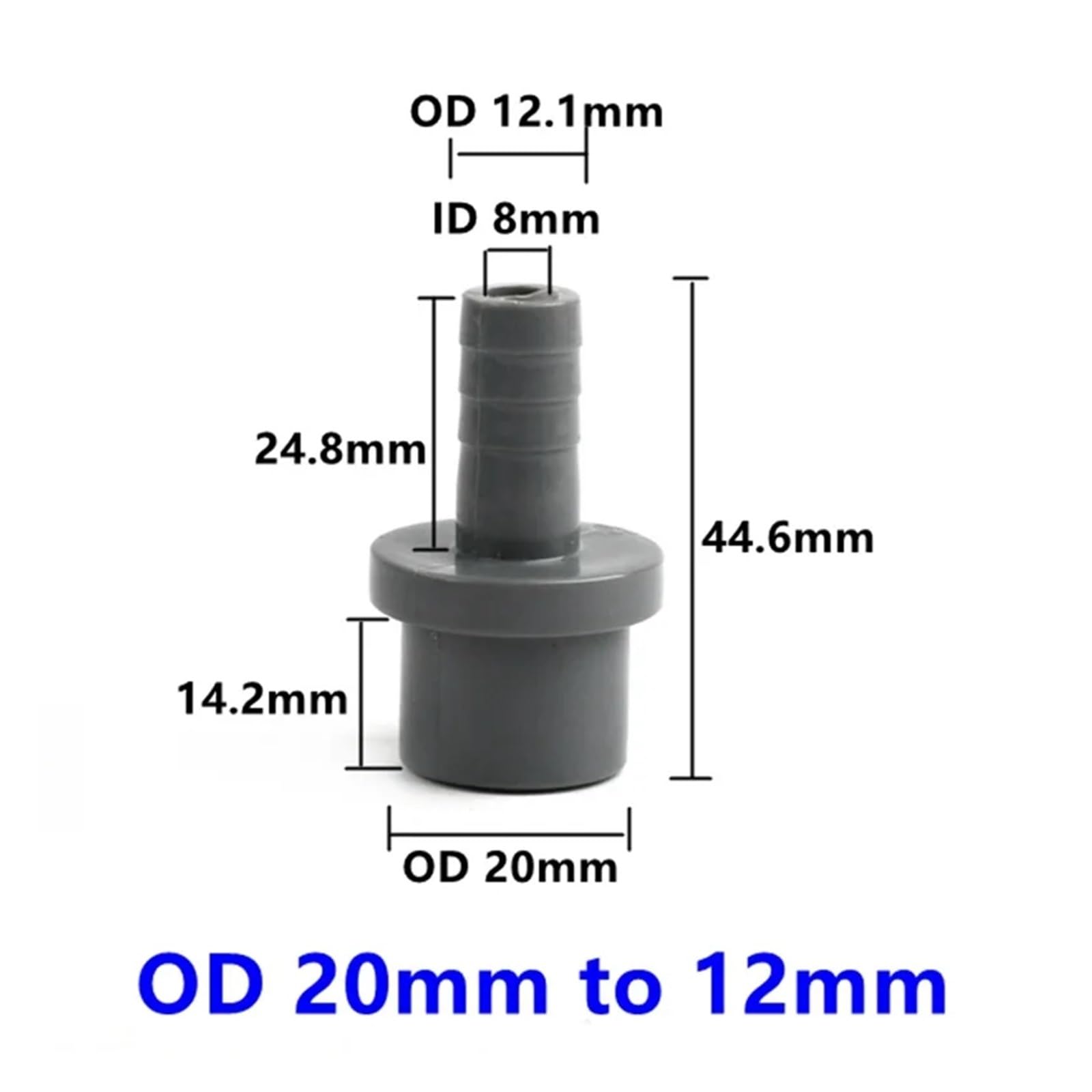 15 szt. Złączy rurowych PCV Pagoda do armatury akwariowej nawadniania ogrodu | Adapter do miękkich złączy węży 20/25/32 mm do 5/25 mm Biały Szary Niebieski(OD 20mm to 12mm,Gery (15PC))