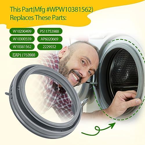Image of [2026] WPW10381562 W10290499 Door Seal Compatible with Maytag Whirlpool Washer Bellows, Replaces Whirlpool Duet Washer Door Seal Parts WFW9150WW00 WFW9151YW00 WFW9250WW00 WFW9351YW00