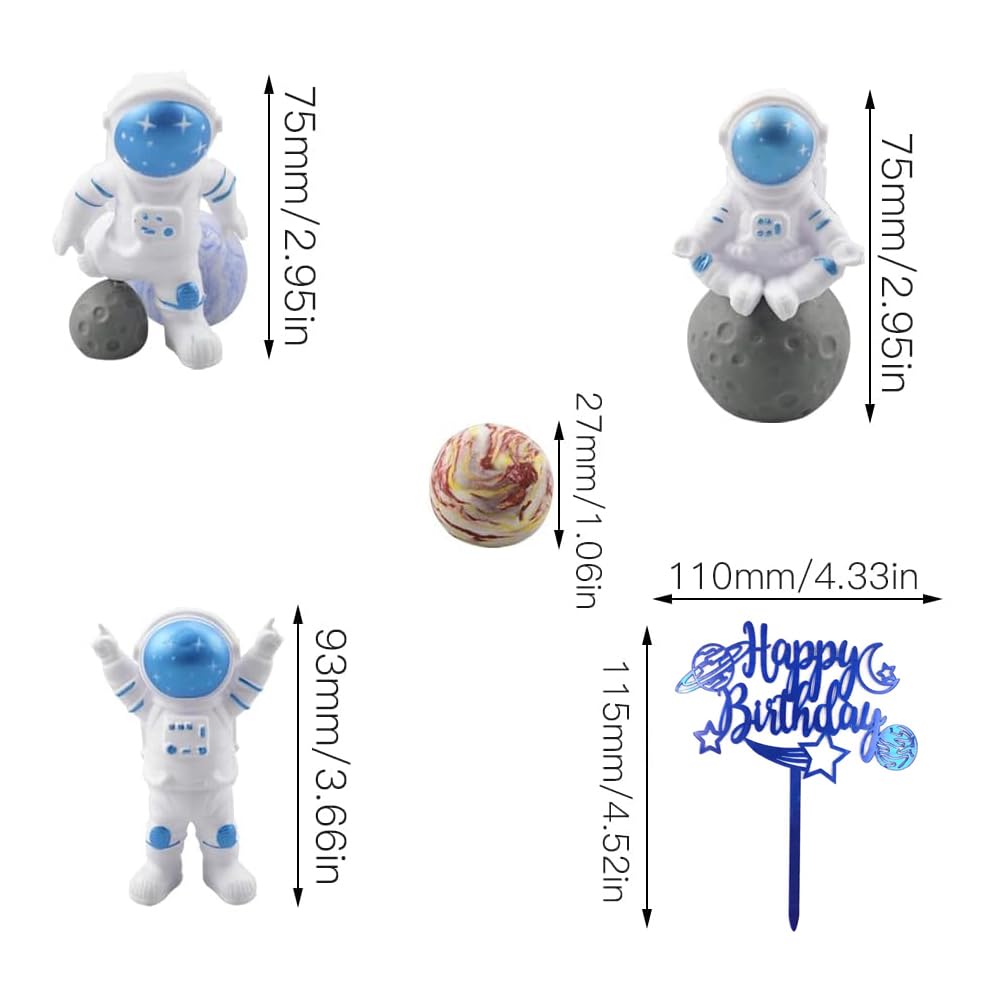 Topper Per Torta A Tema Spazio - 9 Pezzi, Astronauta, Pianeti, Razzo, Per Compleanni - Foto 8