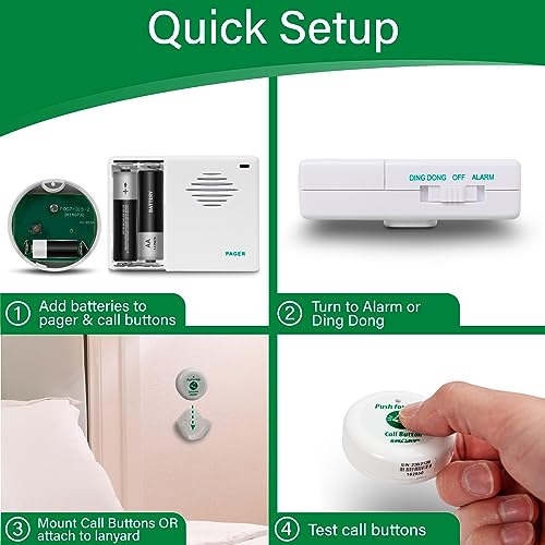 Smart-Caregiver-Two-Call-Buttons-Wireless-Caregiver-Pager-for-Fall-Prevention-and-Elderly-Assistance-Caregiver-Call-Button-with-Wearable-Lanyard-Nurse-Call-Alert-System-with-Up-to-300-Range