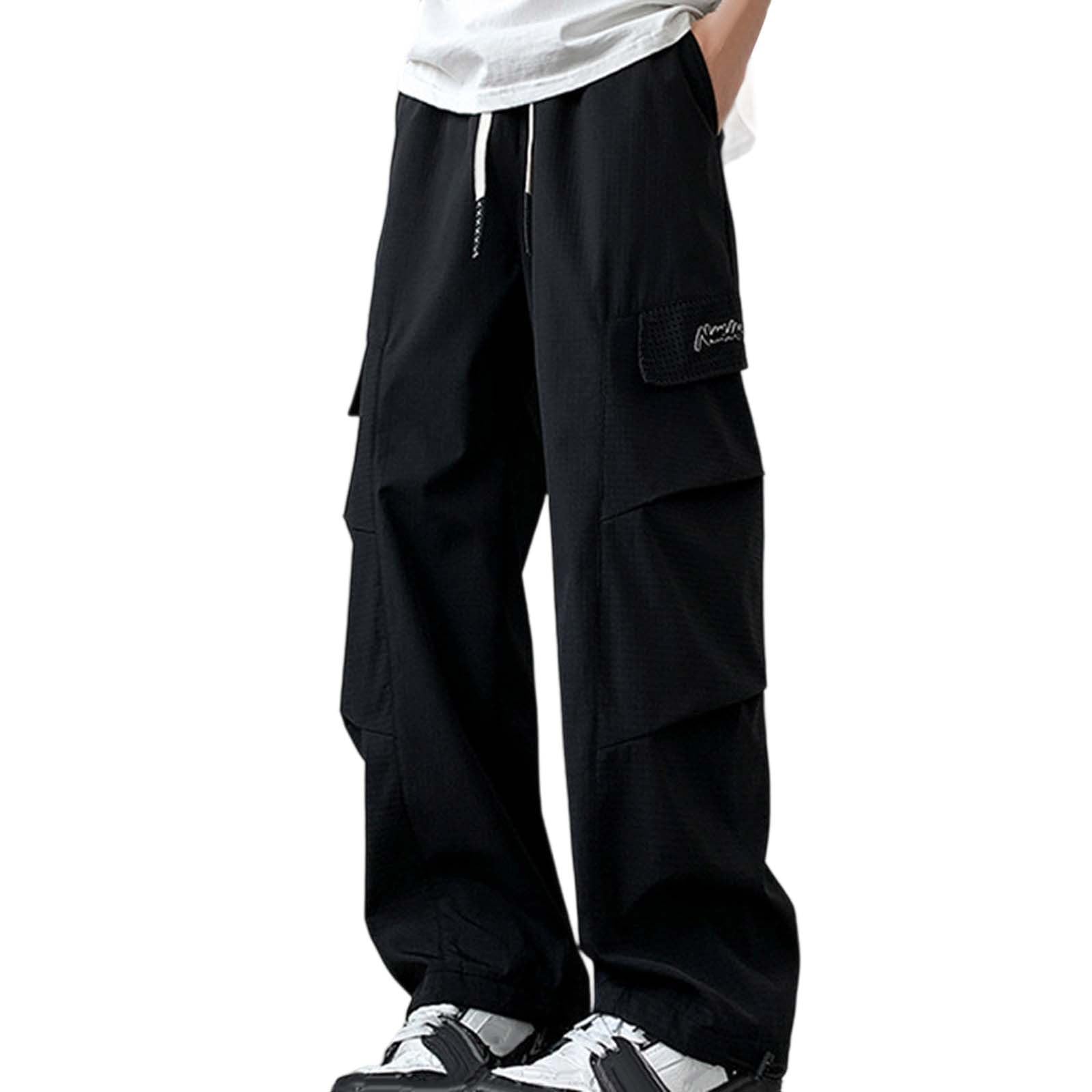 2026 Mens Cargo Pants Trousers Joggers Flat Pocket Parachute for Men Casual Baggy Unisex Street Drawstring Trouser