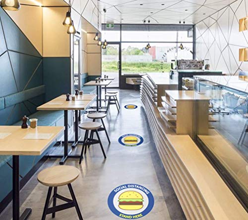 Adesivos de piso Social Distance, decalques de piso de segurança, pacote de 5 cm, design de alimento