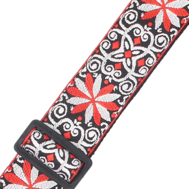 OUTFYT Rock Punk Jacquard broderie coton fleur sangle de guitare bleu vert guitare basse électrique longueur réglable 90-140 cm - Les Beatles, Paul McCartney, John Lennon, RIngo Starr, George Harrison OUTFYT Rock Punk Jacquard broderie coton fleur sangle de guitare bleu vert guitare basse électrique longueur réglable 90-140 cm