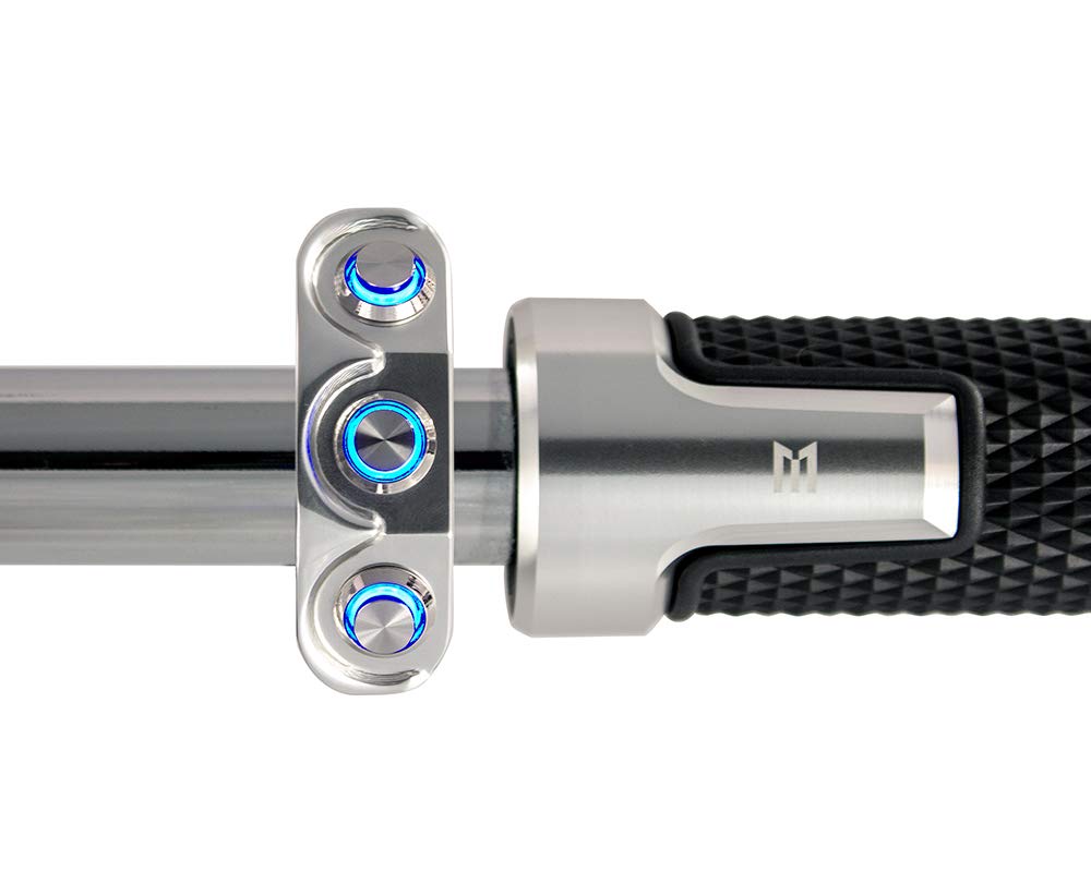 Pulsantiera per manubrio moto da 22 mm, in alluminio billet, 3 pulsanti