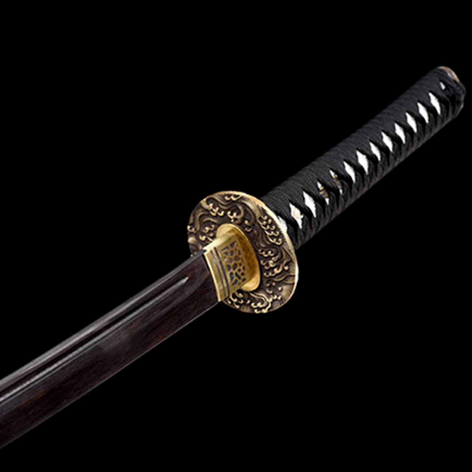 Bokken negro 103 cm hecho a mano,espada samurái de ébano natural con guardamanos de cobre puro. Katana japonesa de madera para entrenamiento,colección,kendo,cosplay,exhibición,regalo y accesorios.