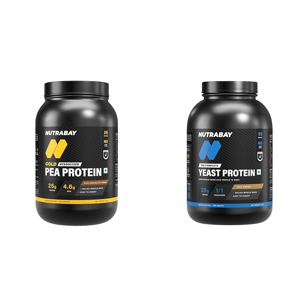 NUTRABAY Gold 100% Pea Protein Powder - 1kg, Rich Chocolate Crème | 25g Protein, 4.6g BCAA, 5g Fiber | Complete Amino Profile | Tastiest & Smoothest Vegan, Plant Protein | Muscle Gain & Fast-image-21