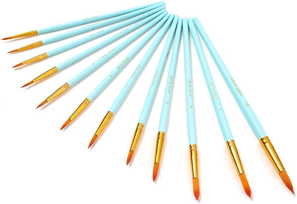 12 Pcs Professional Paint Brushes Nylon Hair Artist Painting Brush for Acrylic Oil Watercolor Art Supplies(Black-JoJo's Bizarre Adventure1) image 3
