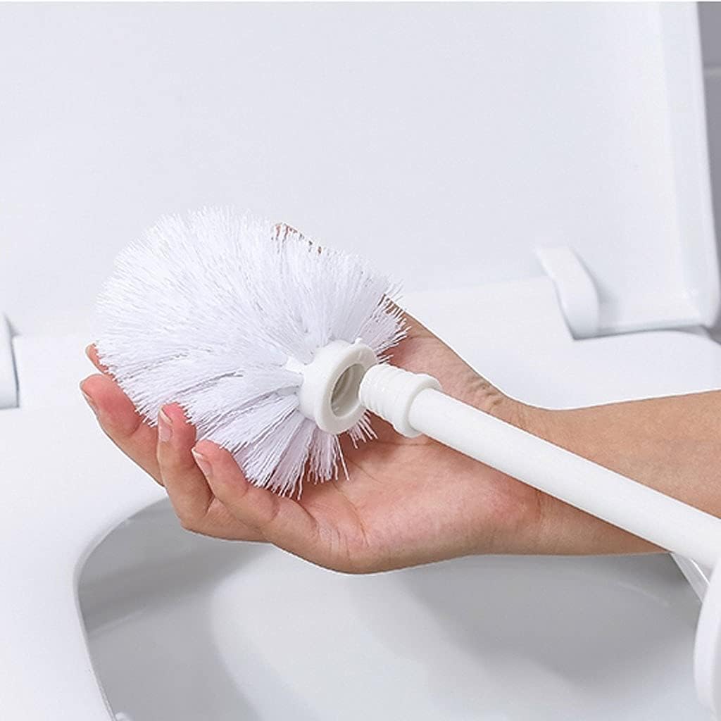 Toilet Brushes, Closed Toilet Brush Long Handle Holder Simple Design Bathroom Cleaning Set(White)