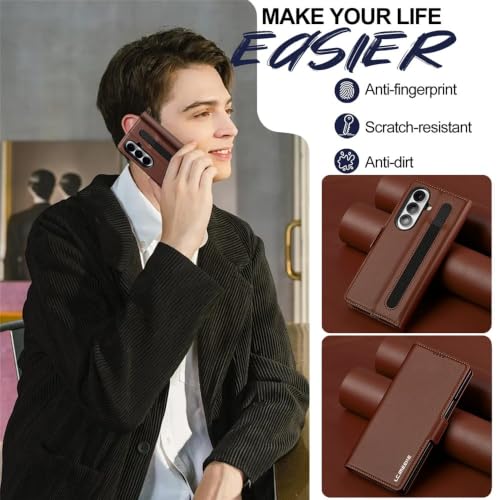 Étui portefeuille rouge pour Samsung Galaxy Z Fold 3 protégeant l'écran pliable - 7