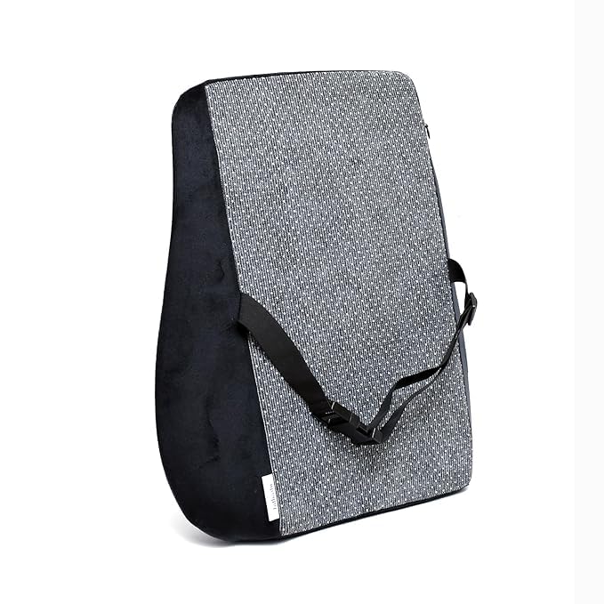 Image of NTGS PU Foam Backrest with Adjustable Strap - Ergonomic Back Pillow for Office Chair, Car Seat, Home & Travel Orthopedic Lumbar Support Cushion for Chair.
