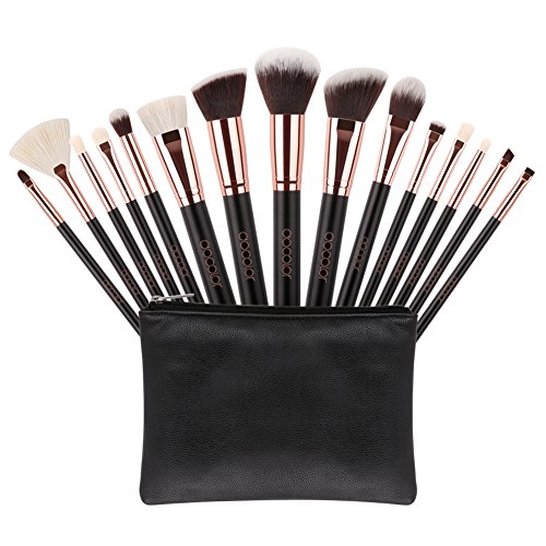 Docolor Makeup Brushes Set 15 Pieces Kabuki Makeup Brushes with Case Professional Make
