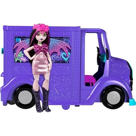 Monster High Draculaura Doll & Playset, Fangtastic Rockin’ Food Truck with Pullout Stage Transformation & 13+ Themed Accessories Cover