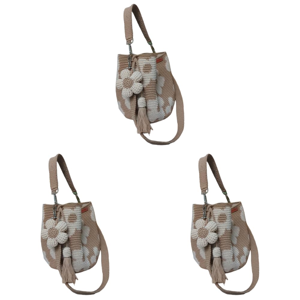Bolso bandolera de verano en crochet con pompón de flores, estilo bohemio ligero para mujer en playa y vacaciones