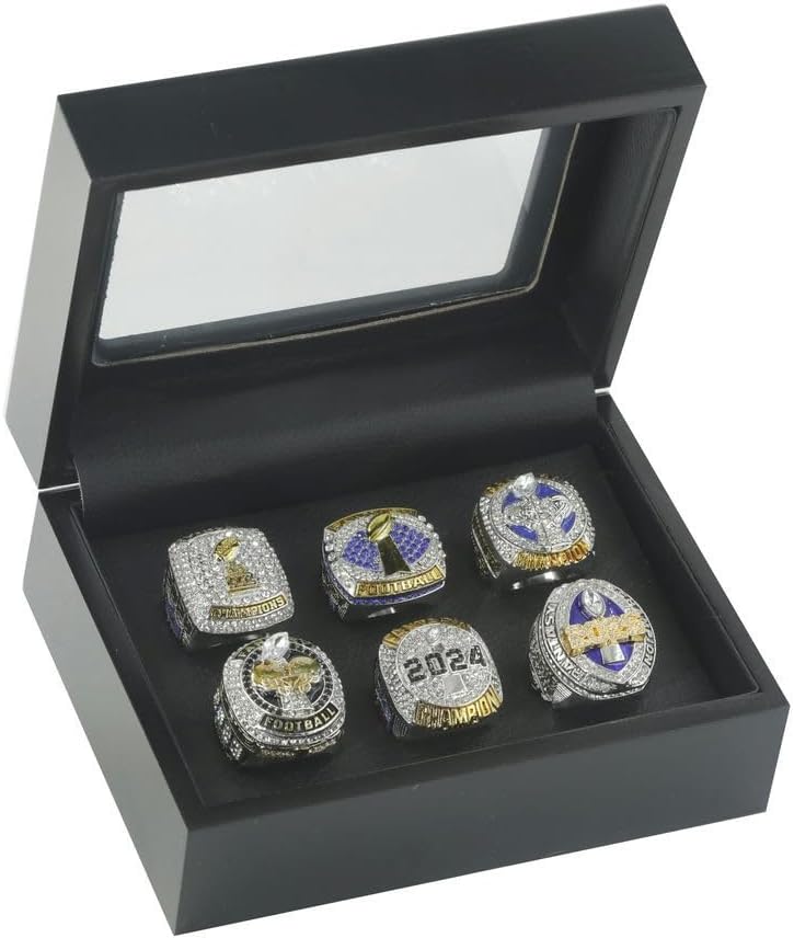 6Pcs Fantasy Football Rings 2020 2021 2022 2023 2024 2025 Championship Rings Championship Rings Fan Memorabilia Football Displays