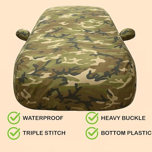 Image of Sulfar 100% Waterproof Car Body Cover Compatible with Mirror for Toyota Corolla Altis with Long Lasting Durable Material (Triple Stitched, Full Bottom Elastic, Camouflage Army)