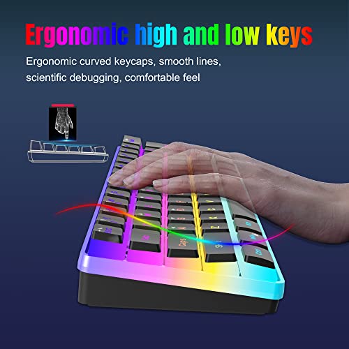 Image of Snpurdiri 60% Wired Gaming Keyboard, 61 Keys Pudding Keycaps RGB(Black) | Ultra-Compact Mini Gaming Keyboard, Waterproof Small Gaming Keyboard for Office /Gaming