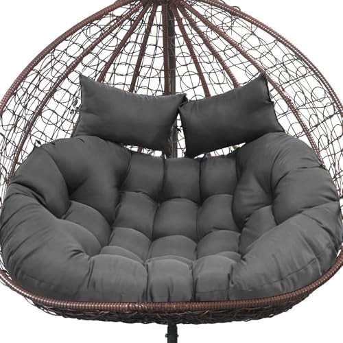 Image of Double Seater Cushion Set - Polyester Fabric Padded Seat for Hanging Egg /Garden jhula(Cushion ONLY Grey)