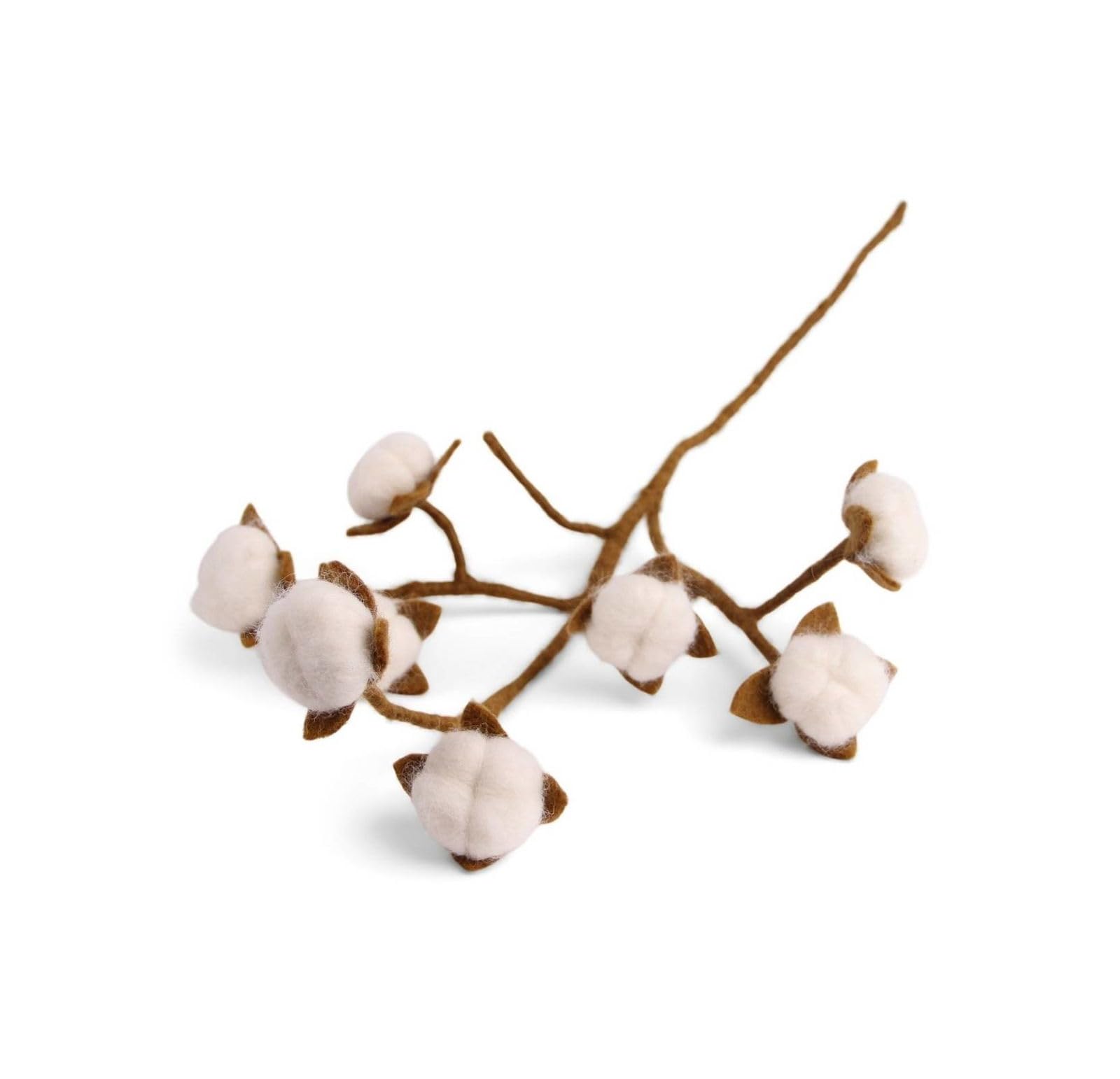 Gry & Sif Women's Branch With Cotton Flowers Én Decorative Branch For Vase I Branch Of Cotton Scandi Style I Natural Felt Handmade Fair-Trade I Cotton Flowers - 1 X - 60Cm