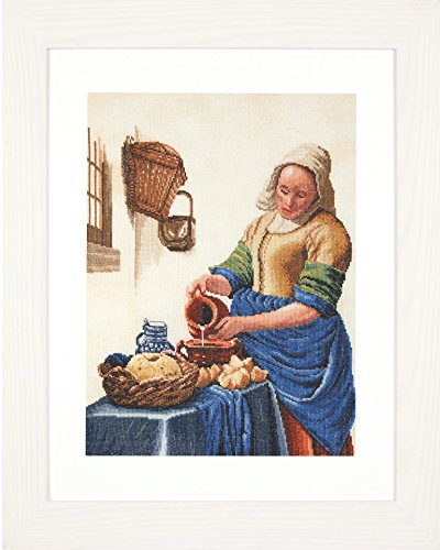 Lanarte Counted Cross Stitch Kit Milk Lady (Linen), Fabric, Assorted, 32 x 22.5 x 2 cm