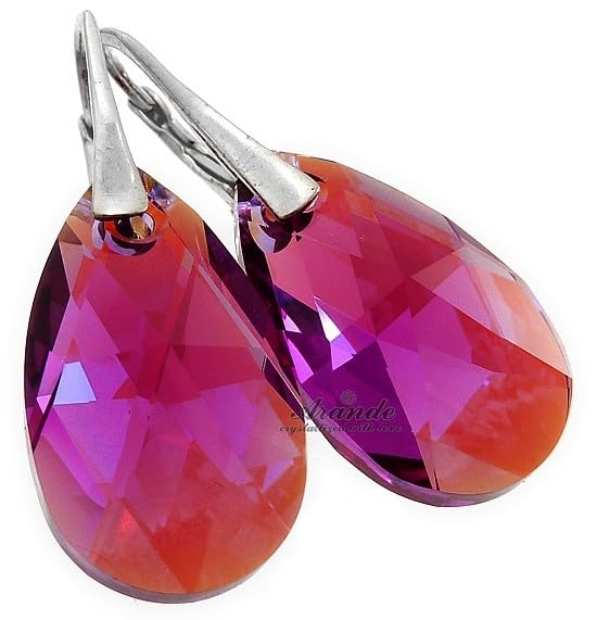 Boucles d'oreilles fuchsia argent 925 anti-allergie avec certificat Arande