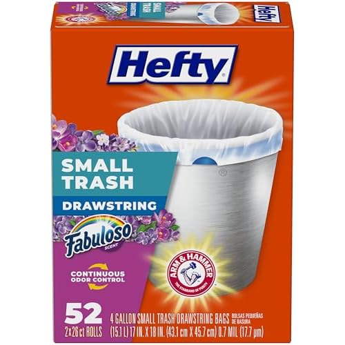 Hefty Small Trash Bags, Fabuloso Scent, 4 Gallon, 52 Count