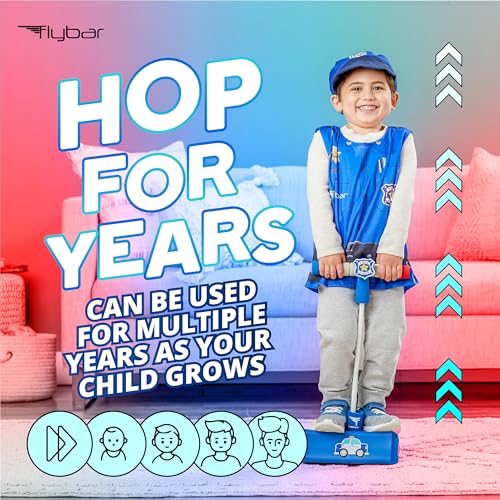 Image of Flybar My First Foam Pogo Jumper for Kids Fun and Safe Pogo Stick for Toddlers, Durable Foam and Bungee Jumper for Ages 3 and up, Supports up to 250lbs (Blue Police) (Pack of 6)