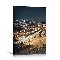 Canvas Wall Art City Lightscape Cityscape Colorful Modern Multicolor Neon Photography Places - 12x18 inches