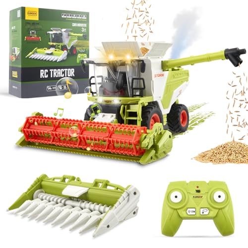 Strixorn RC Mähdrescher Spielzeug Ferngesteuerter Mähdrescher, RC Harvester Traktor Groß mit Sprühen, Licht und Ton, 2.4 Ghz, 1:24, Maishäcksler Party Geschenke für Kinder ab 3 4 5 6 Jahre