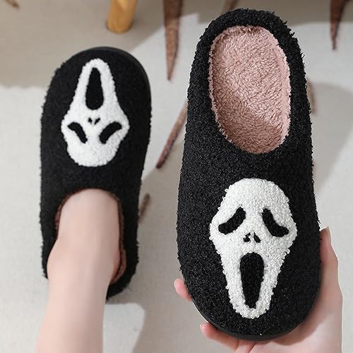 Scream Ghostface Slippers, Halloween Pumpkins Slippers Soft Plush Spooky Slides For Women Men4