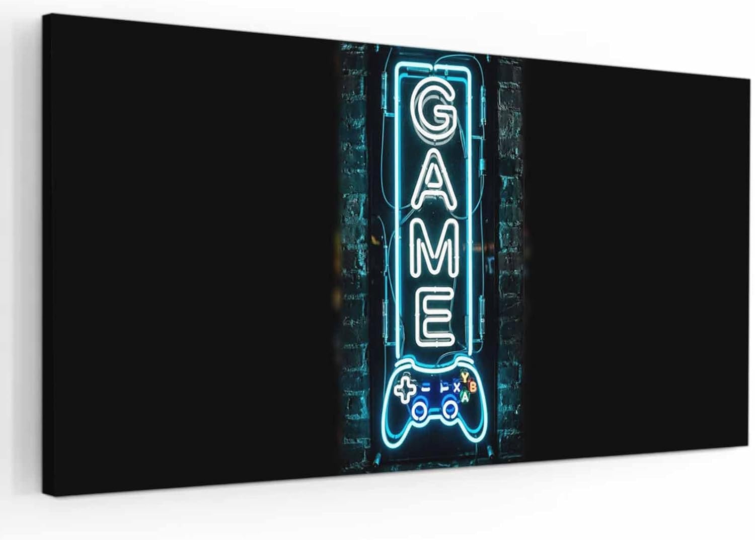Game Neon Sign Large Wall Art Modern Video Game Controller Blue Glowing Tube Wall Decor Canvas Painting Pictures Modern Prints for Bedroom Living Room Office, Ready to Hang, Made in USA, 40"x20"