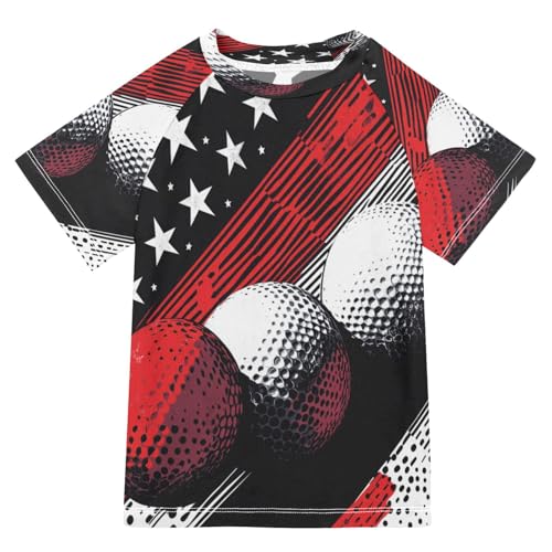 Boys Short Sleeve T-Shirts Golf Baseball America Rashguard Kids Swim Shirts Sun UPF 50+ Multicoloured