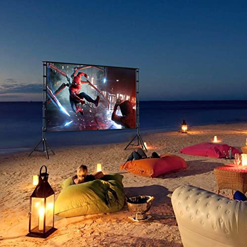 Image of TOWOND Projector Screen and Stand, 120 inch Outdoor Projection Screen, Portable 16:9 4K HD Rear Front Movie Screen with Carry Bag Wrinkle-Free Design for Home Theater Backyard Cinema