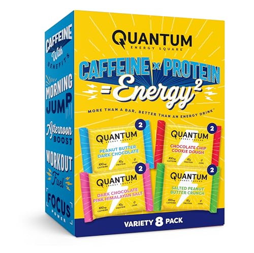 Quantum Energy Square: Energy Bar with Caffeine & 10g Protein. De...