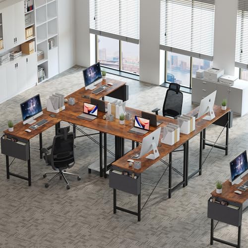 Image of OLIXIS L Shaped Desk, 50-Inch Office Computer Gaming Desks Corner PC Table with Side Bag and Reversible Shelf for Home Work Study Writing Rustic Brown