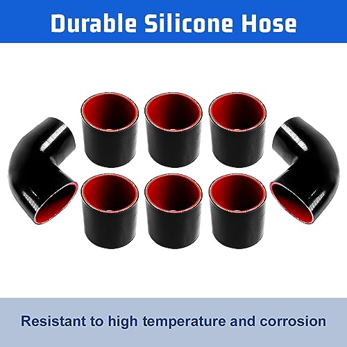 Universal 3" Inch Aluminum Intercooler U-Pipe Kit W/Silicone Hose and Stainless Steel T-Clamps - Image 4