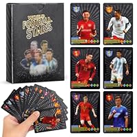 FENGQ 55 Stück World Cup Fußball Star Karte, Fussball Karten, UEFA Champions League Fußballkarten, Fußball Sammelkarte, Kinder zum Sammeln von Karten Für Fans Kinder Teenager Erwachsene-Schwarz