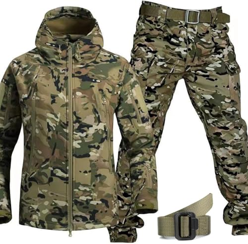 Conjunto De Roupas De Caça Camuflada Militar Com Cinto Jaqueta Ma...