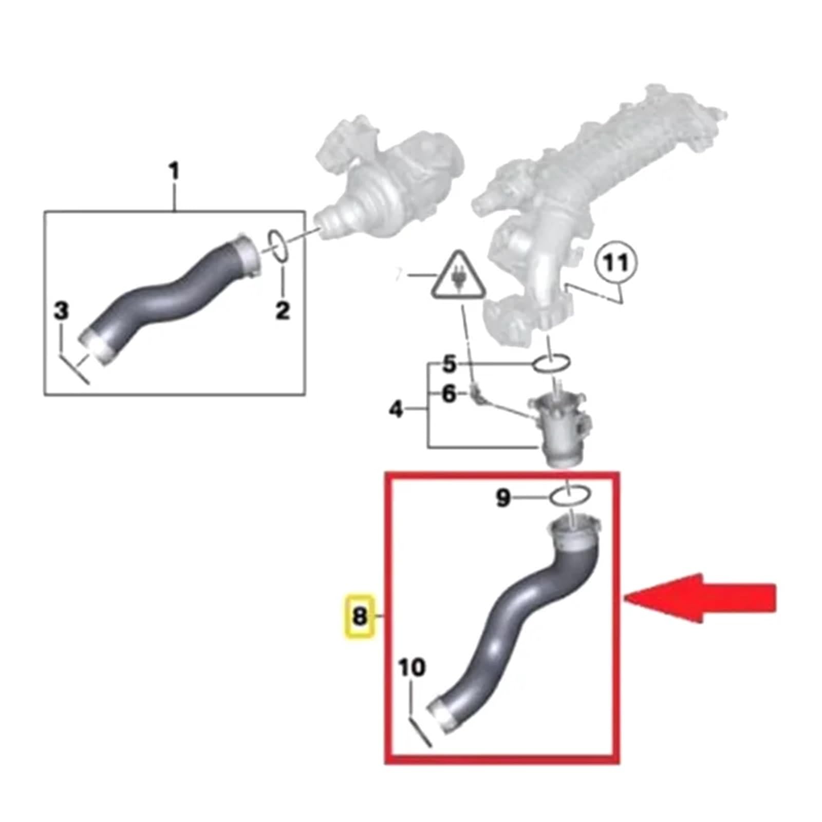 Wąż turbosprężarki, wlot powietrza dla chłodnicy, rura