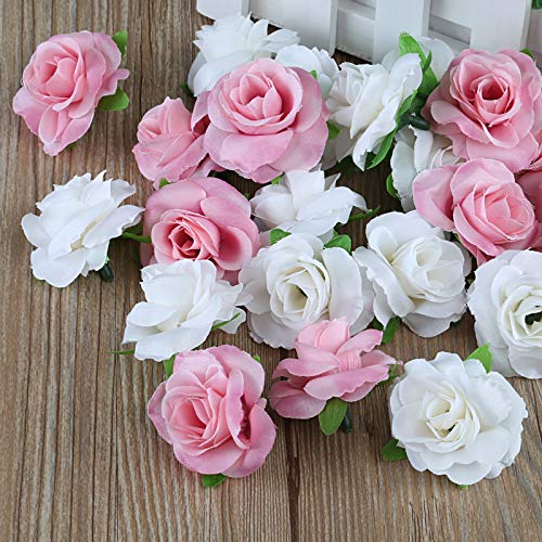 Kesote-50-Pezzi-di-Teste-di-Rosa-Artificiale-di-Seta-Fiori-di-Seta-Rose-Artificiali-di-Decorzione-per-Matrimonio-Festa-Casa-50-bianca-4-cm