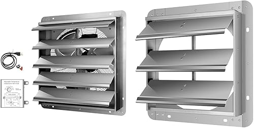 iPower Ventilador de escape de obturador de 20 pulgadas de aluminio de alta velocidad 1190RPM, 3368 CFM, plateado, con termostato programable disponible en Yaxa Venezuela